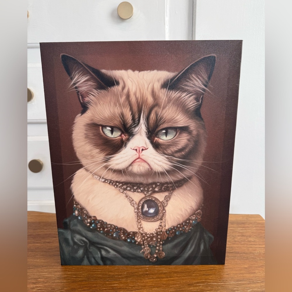 Fancy Siamese cat canvas painting 14”x11”x2.5”